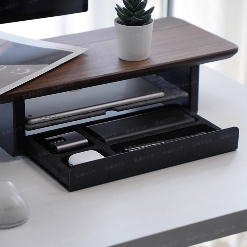 Setup Desk Monitor - モニタースタンドライザー収納引き出しオフィスデスクオーガナイザーコンピュータ収納棚人間工学に基づいたデスクアクセサリーホームオフィスセットアップ用