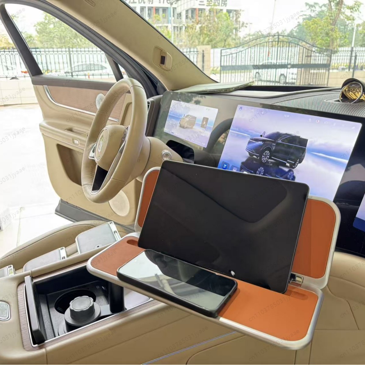 Desk Setup For Laptop - 新型車用折りたたみ式トレイテーブル、後部座席運転者向けポータブルラップトップデスク＆スマホホルダー