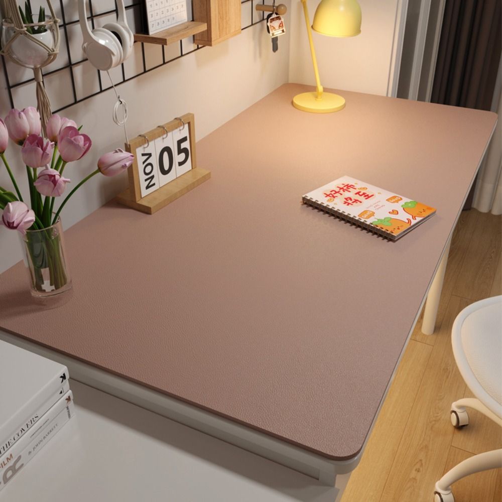Yellow Desk Setup - シンプルな保護アイ学生デスクマットレザー耐油コーヒーテーブルマット滑り止めソリッドカラーコンピュータデスクマット