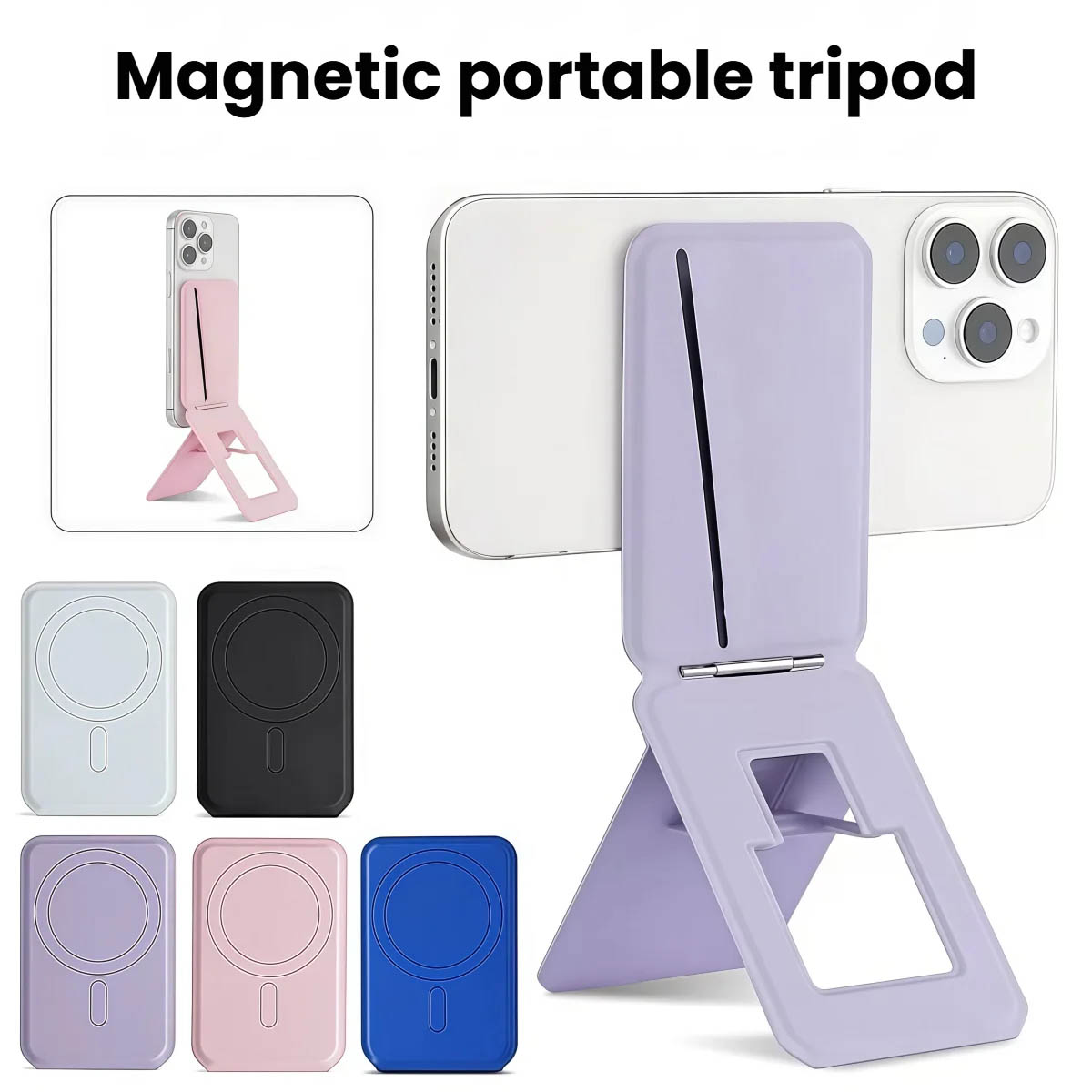 Desk Setup Apple - iPhone対応モバイル三脚スタンド、角度調整機能と強力なマグネット付き、MagSafe対応の見えない自撮り棒としても使用可能