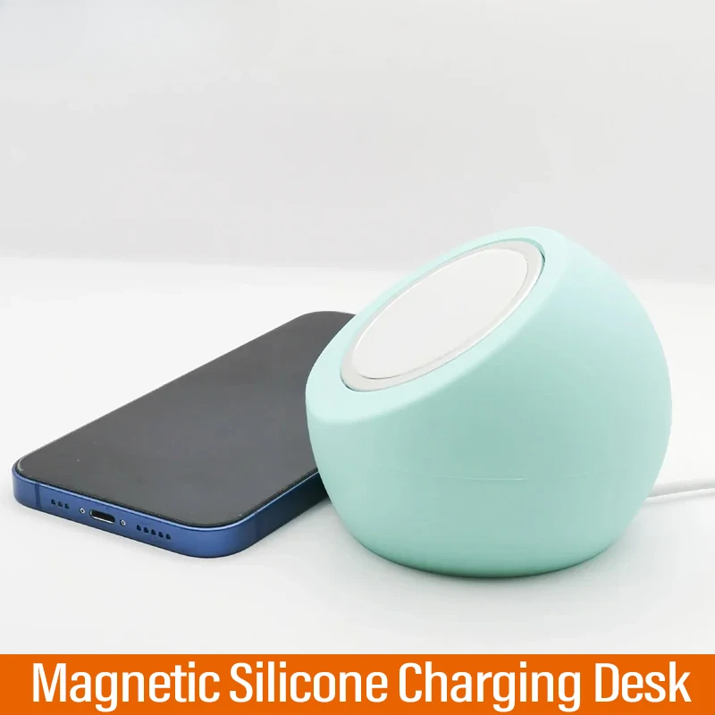 Desk Setup Apple - 磁気ワイヤレス充電デスクボール形状シリコンホルダースタンド Magsafe iPhone 15 14 13
