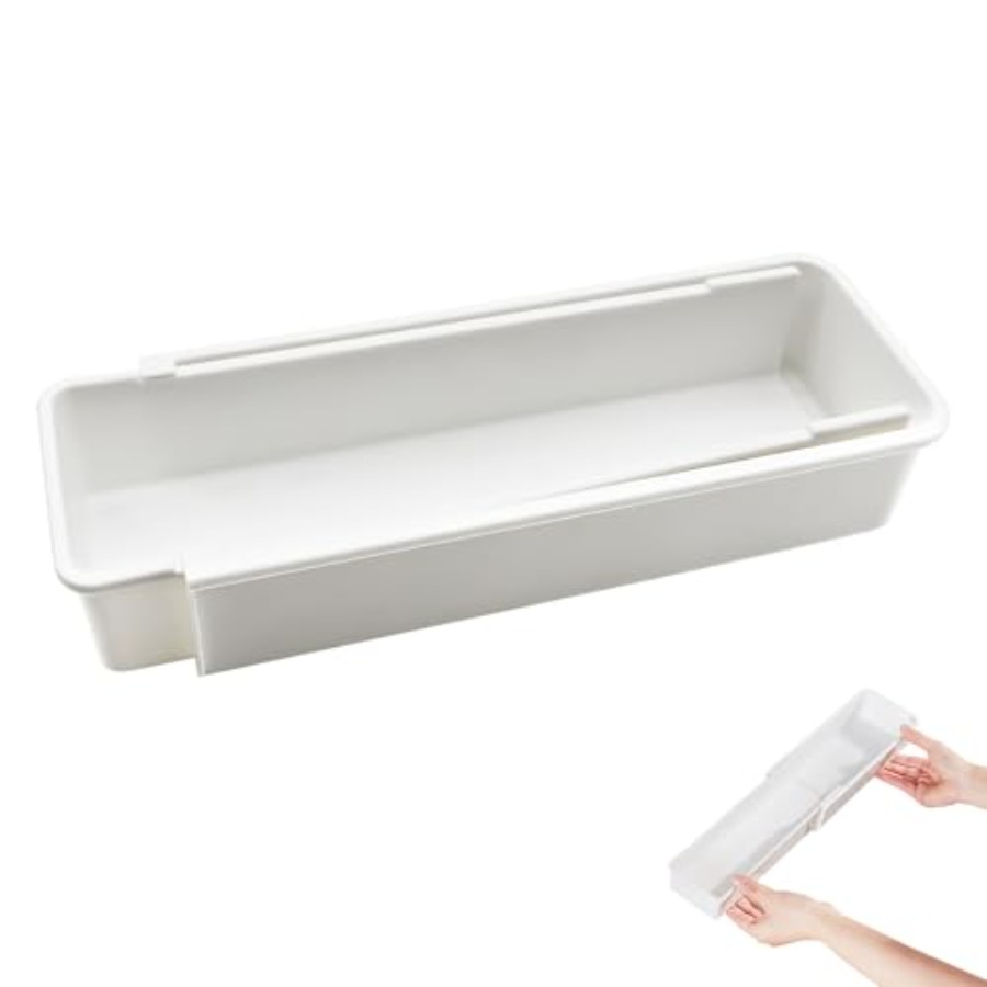 Drawer Organizer Bamboo - 深めの引き出し用拡張可能な引き出しオーガナイザー、キッチン用品、調理器具、小物用の調節可能なスライドトレイ