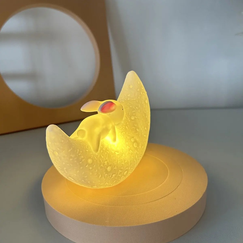 Yellow Desk Setup - 夜の光睡眠ライトムーンウサギの夜の光寝室のベッドサイドの雰囲気ライトかわいいクリエイティブデスクトップ装飾ソフトライト