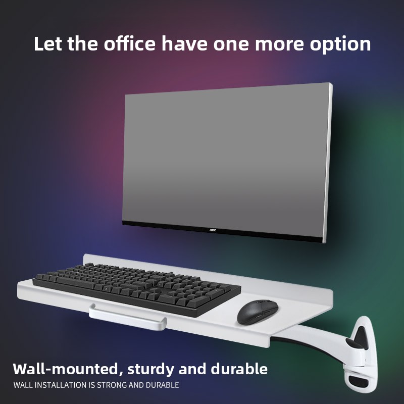 Desk Setup Living Room - 工業用壁掛けキーボードトレイ、頑丈な人間工学に基づいたマウススタンド、PC用フローティングデスクトレイ、オフィスワークステーションセットアップ用