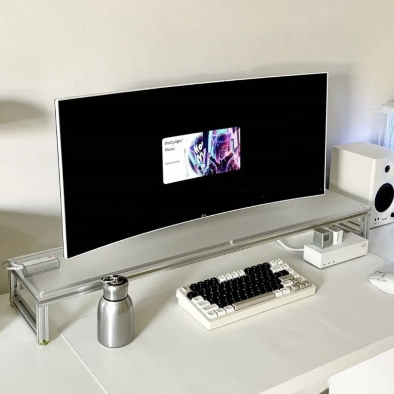 Desk Setup Living Room - アルミニウムモニタースタンドアクリルデスクトップライザーラップトップシェルフオーガナイザー洗練された人間工学に基づいた高さスタンドオフィスデスクセットアップ用