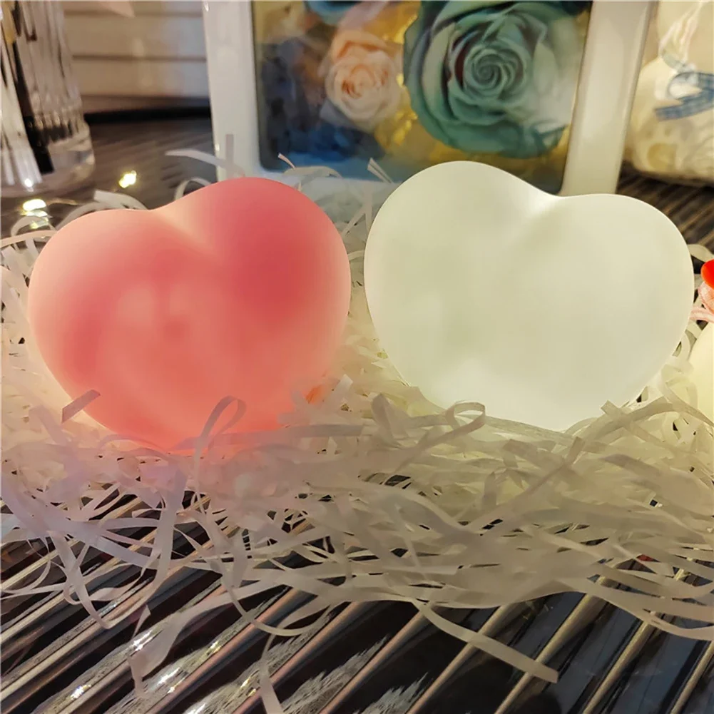 クリエイティブラブハート LED 3D ランプ結婚式ロマンチ - Yellow Desk Setup のレビューと価格