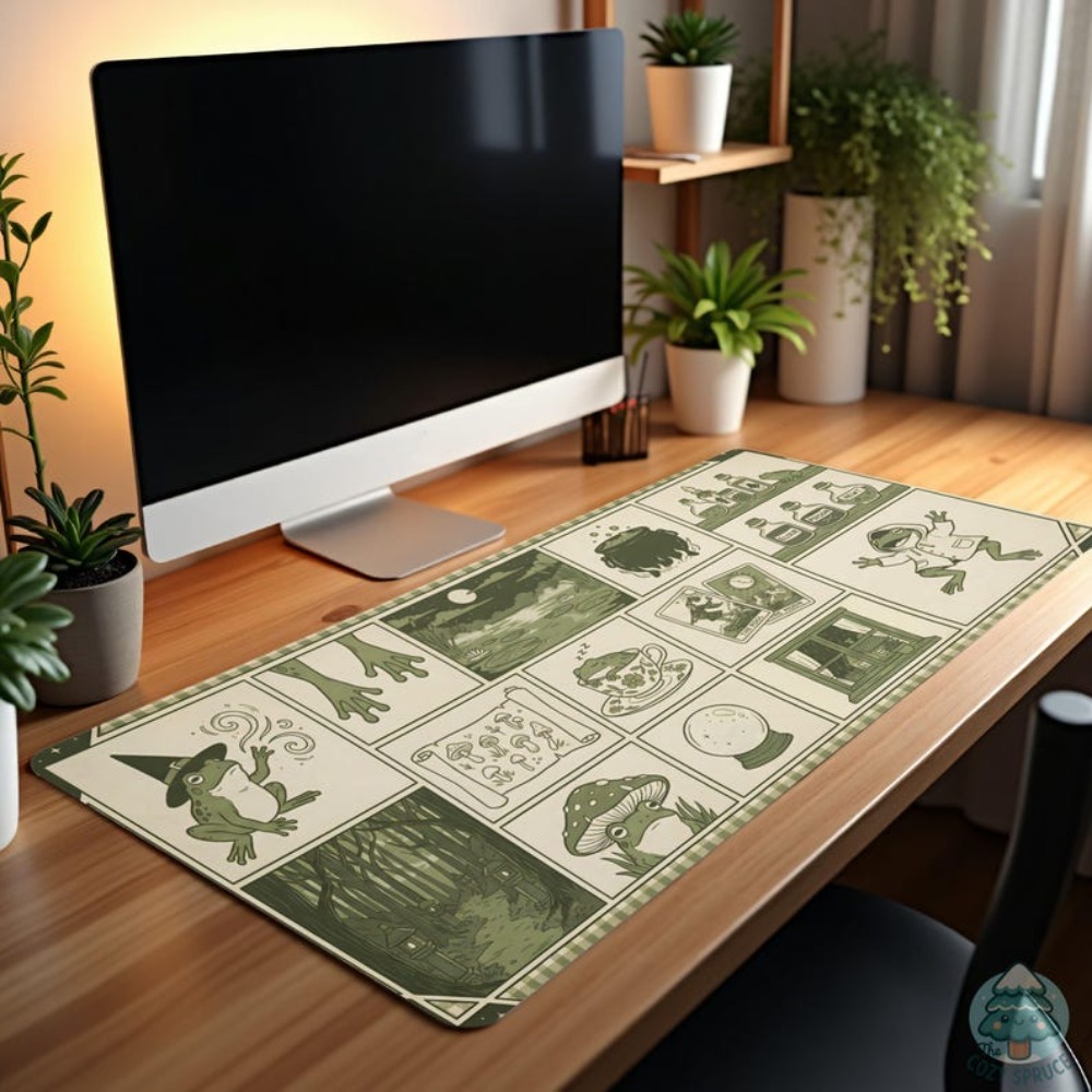 Witchy Frog Apothecary デスクマット、 - Yellow Desk Setup のレビューと価格