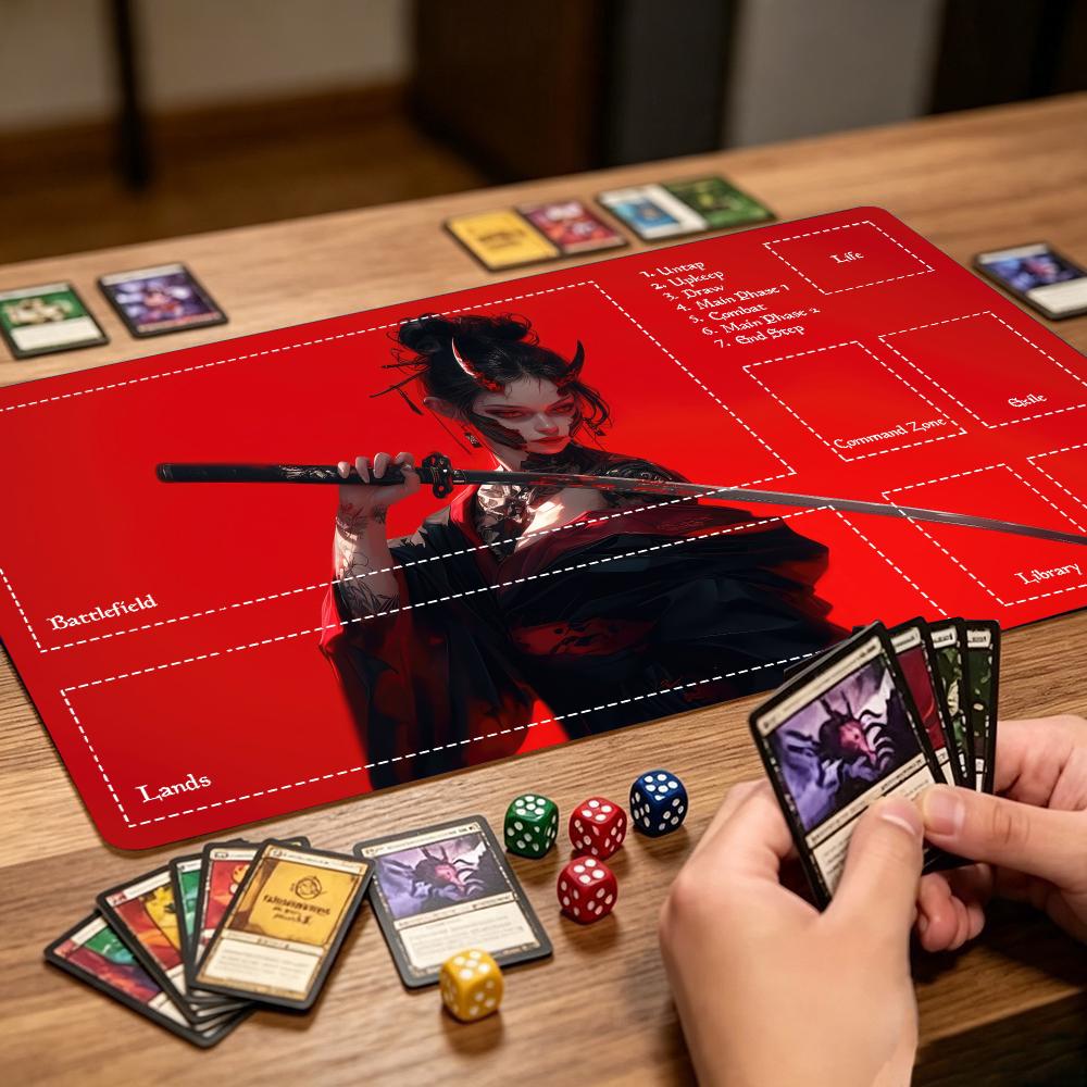 アニメ侍女戦士柄大型拡張ゲームプレイマット、滑り止めゴム縁付 - Desk Setup Trading のレビューと価格