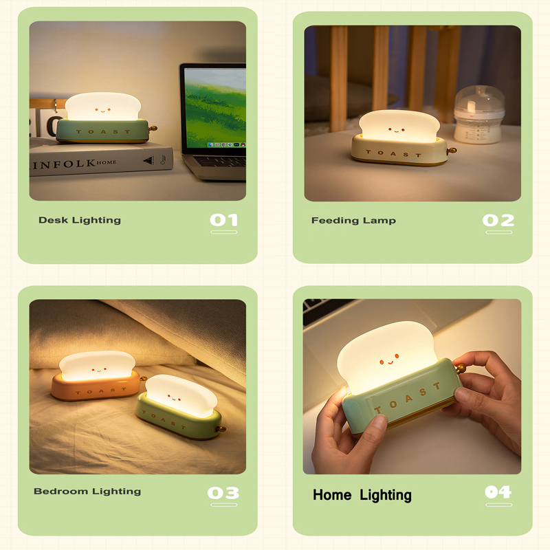 子供の寝室用のかわいい漫画ナイトライト、トーストパン/ひよこ - Yellow Desk Setup のレビューと価格