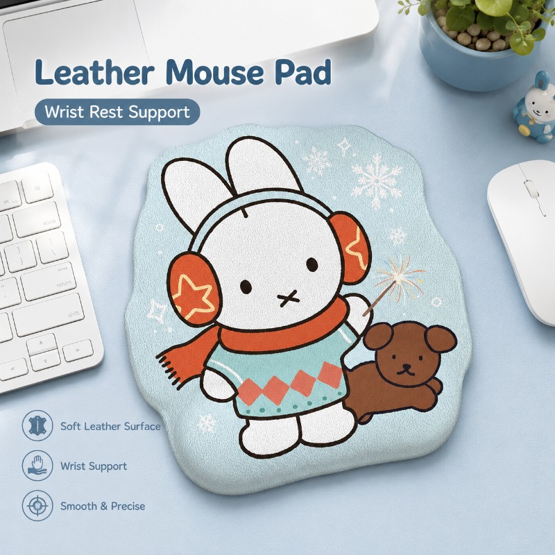 アニメミッフィー革製マウスパッド、リストレスト付き、小型コン - Desk Setup For Laptop のレビューと価格