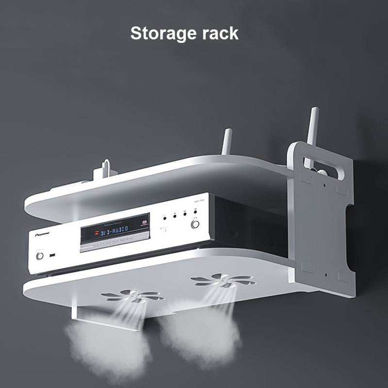 壁掛け式ルーターケーブルオーガナイザーシェルフ、通気性のある - Desk Setup Living Room のレビューと価格
