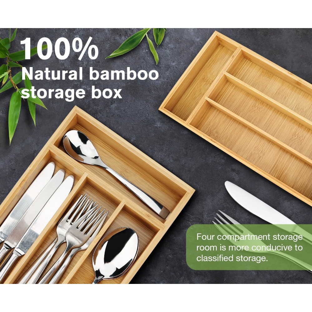 耐久性のある竹製引き出しオーガナイザートレイ、滑り止め、漏れ - Drawer Organizer Bamboo のレビューと価格