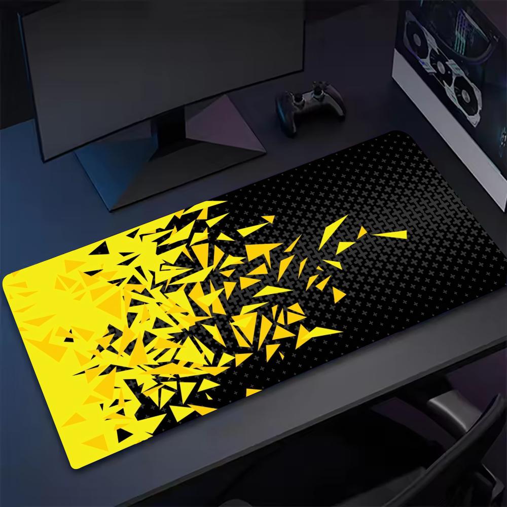 イエローアートシンプルなマウスパッド大型カーペットマウスパッ - Yellow Desk Setup のレビューと価格