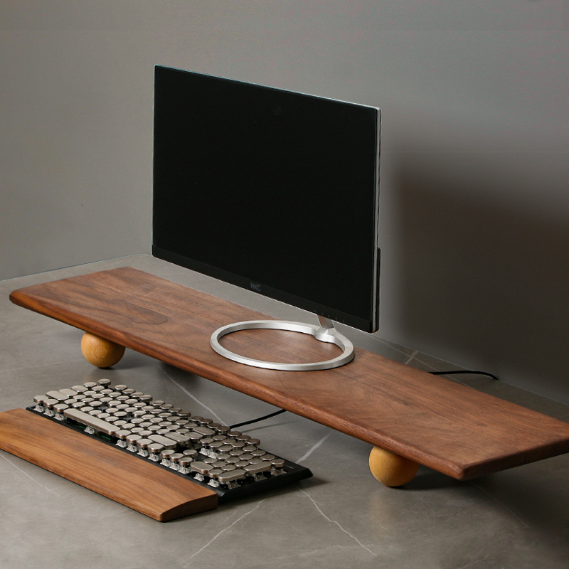 天然木デスクトップライザーデュアルモニタースタンド、収納トレ - Desk Setup Living Room のレビューと価格