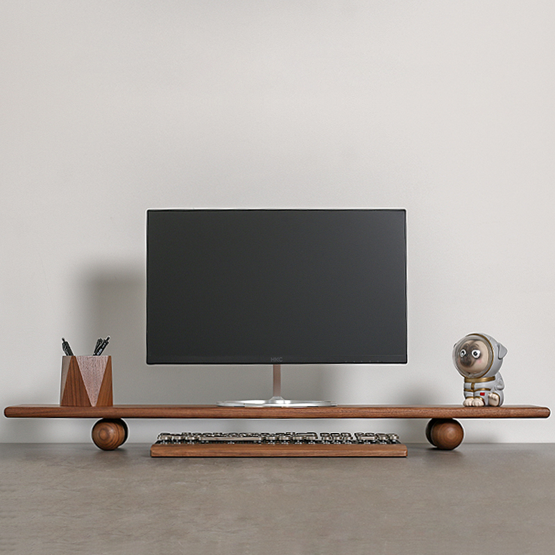 天然木デスクトップライザーデュアルモニタースタンド、収納トレ - Desk Setup Living Room のレビューと価格