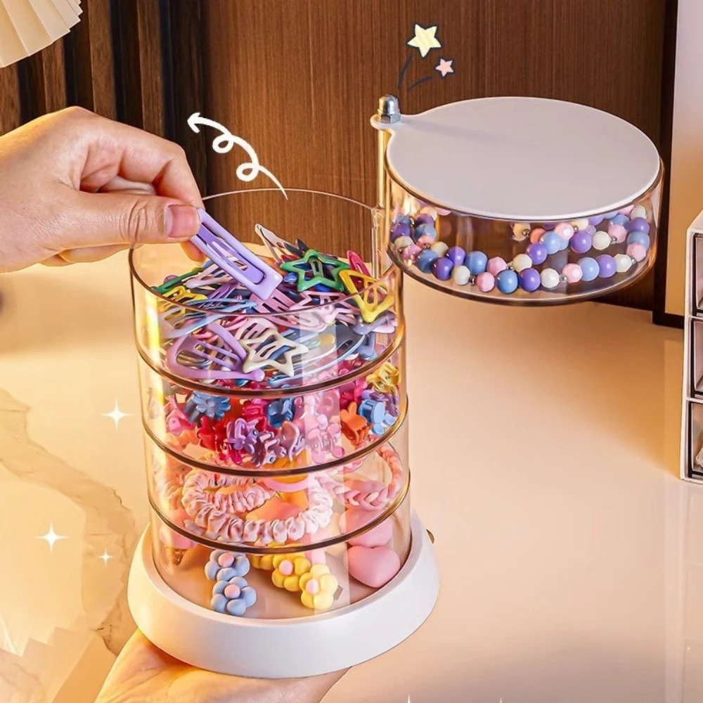 360度回転式クリアヘアアクセサリーオーガナイザー、コンパク - Cable Box Organizer のレビューと価格
