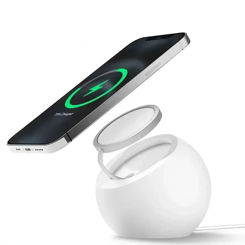 磁気ワイヤレス充電デスクボール形状シリコンホルダースタンド  - Desk Setup Apple のレビューと価格