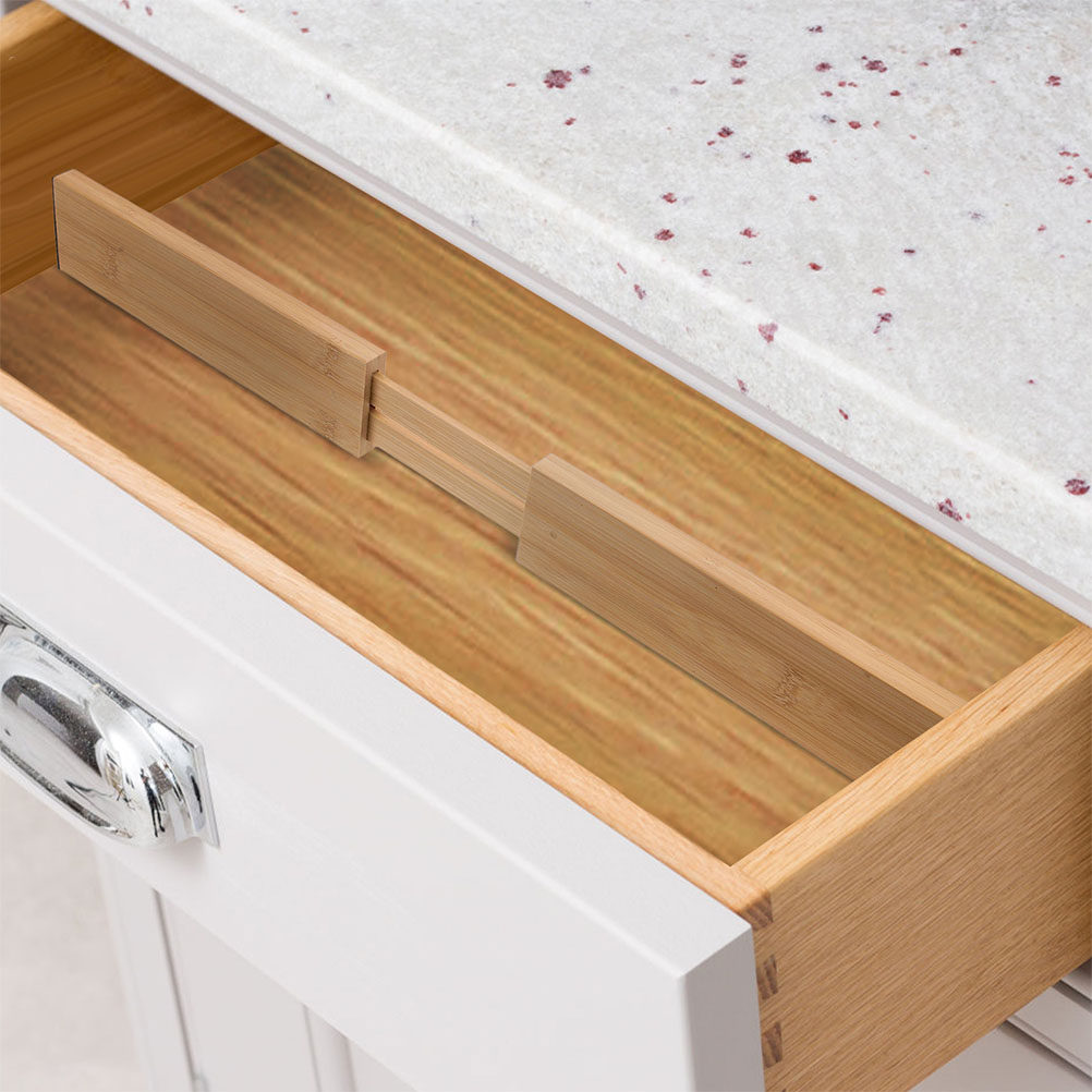 2個入り竹製引き出し仕切り、調節可能で拡張可能なキッチンオー - Drawer Organizer Bamboo のレビューと価格