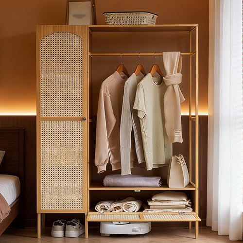 ミニマリストデザインの竹製自立型衣類ラック、籐製の扉と引き出 - Drawer Organizer Bamboo のレビューと価格