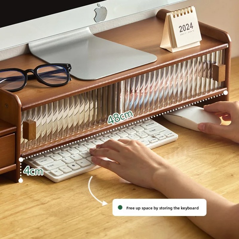 ‌ 引き出し付きモニタースタンド - 調節可能なコンピュータ - Drawer Organizer Bamboo のレビューと価格