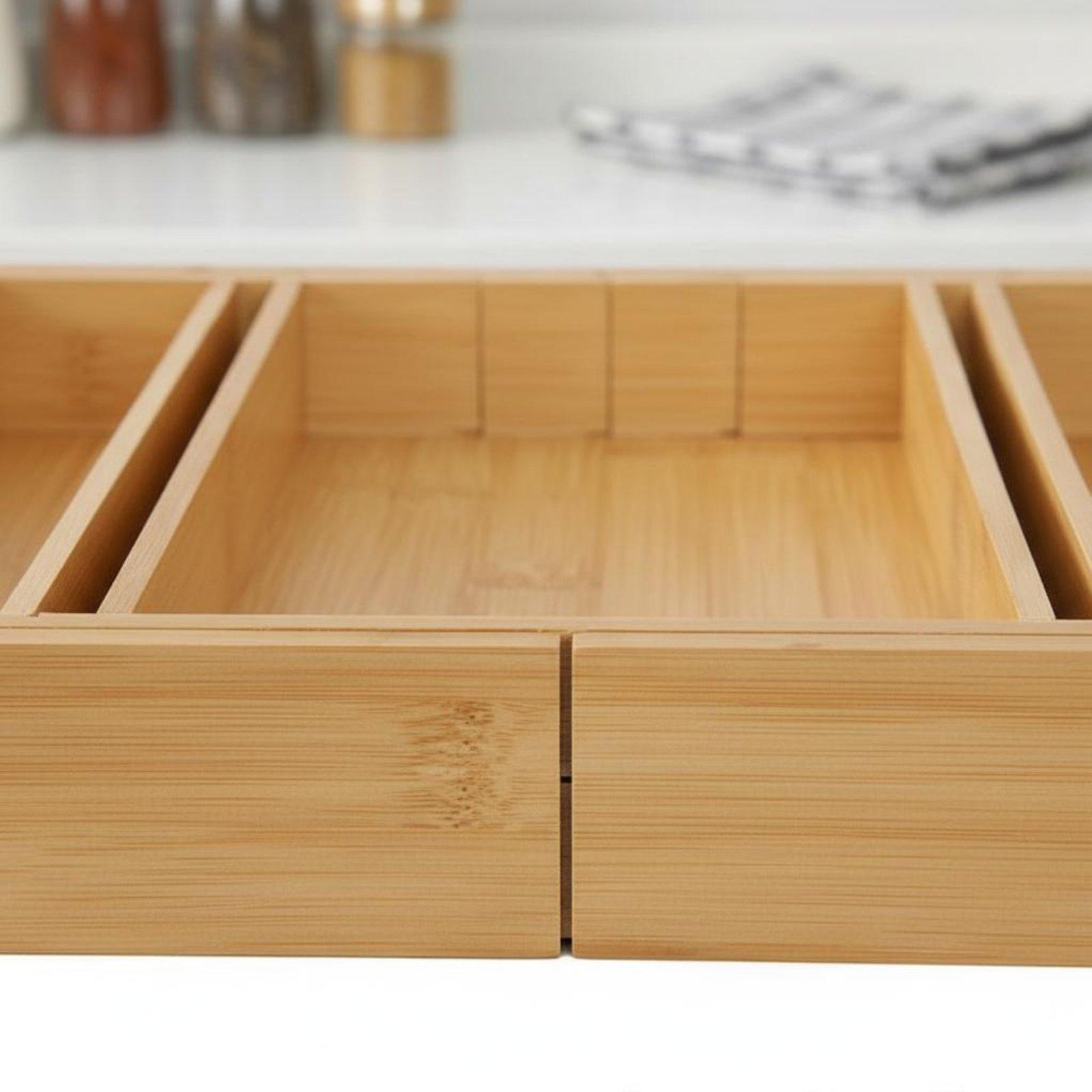調整可能な竹製食器引き出しオーガナイザー キッチンカトラリー - Drawer Organizer Bamboo のレビューと価格