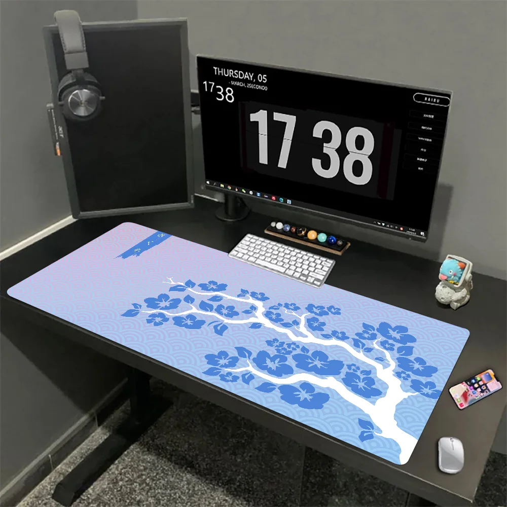 Sakura-ロックエッジ付きマウスパッド,大型滑り止めデス - Yellow Desk Setup のレビューと価格