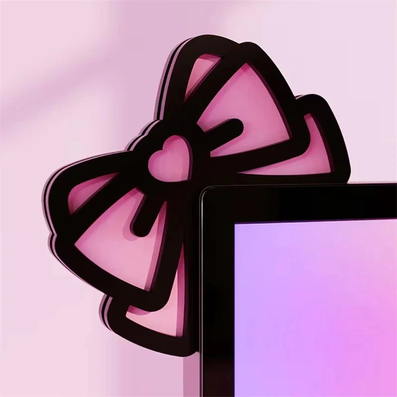 かわいいピンクのアクリル製リボンモニターデコレーション、蝶結 - Setup Desk Monitor のレビューと価格