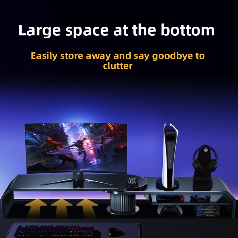 ゲーミングデュアルモニタースタンド オフィススクリーンライザ - Desk Setup Living Room のレビューと価格