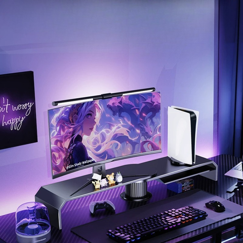 ゲーミングデュアルモニタースタンド オフィススクリーンライザ - Desk Setup Living Room のレビューと価格