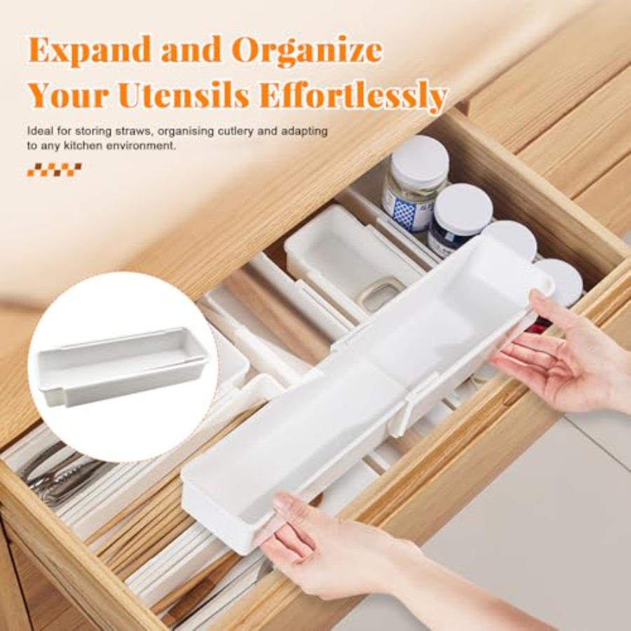 深めの引き出し用拡張可能な引き出しオーガナイザー、キッチン用 - Drawer Organizer Bamboo のレビューと価格