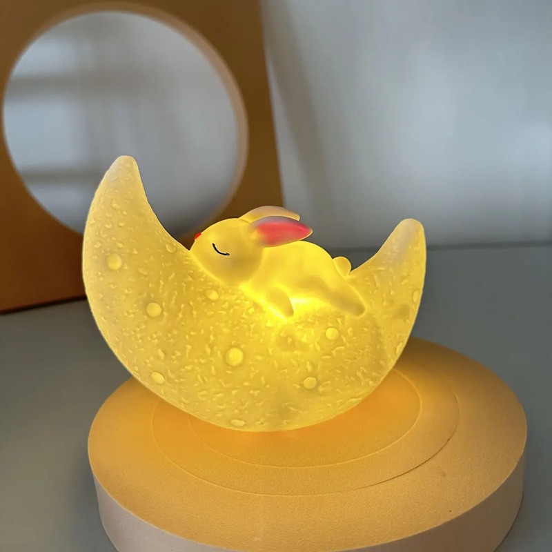 夜の光睡眠ライトムーンウサギの夜の光寝室のベッドサイドの雰囲 - Yellow Desk Setup のレビューと価格