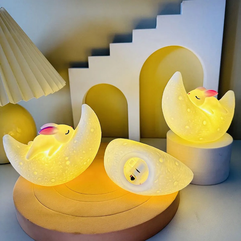 夜の光睡眠ライトムーンウサギの夜の光寝室のベッドサイドの雰囲 - Yellow Desk Setup のレビューと価格