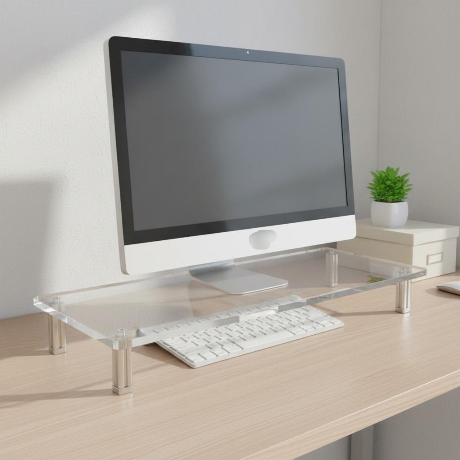 アクリル製モニタースタンド 簡単に清潔に保ち透明にすることが - Setup Desk Monitor のレビューと価格