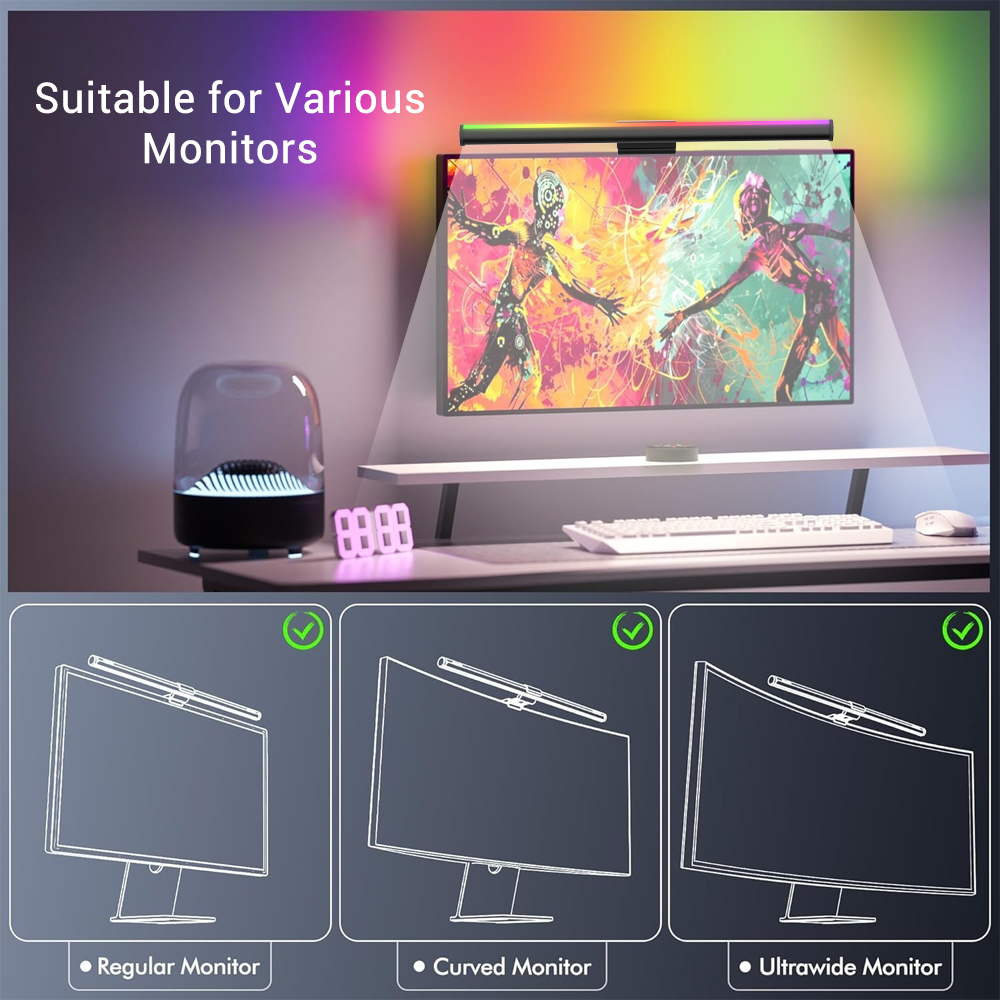 Wi-Fiライトバー モニターライトバー ランプ スクリーン - Setup Desk Monitor のレビューと価格