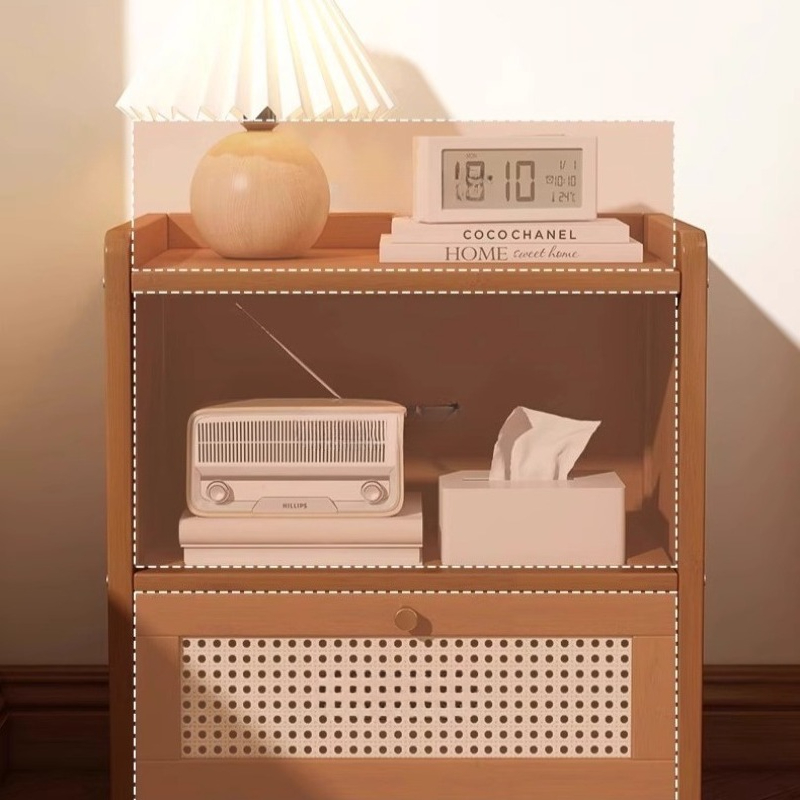 竹製フロアベッドサイドキャビネット、キックボード対応ナイトス - Drawer Organizer Bamboo のレビューと価格