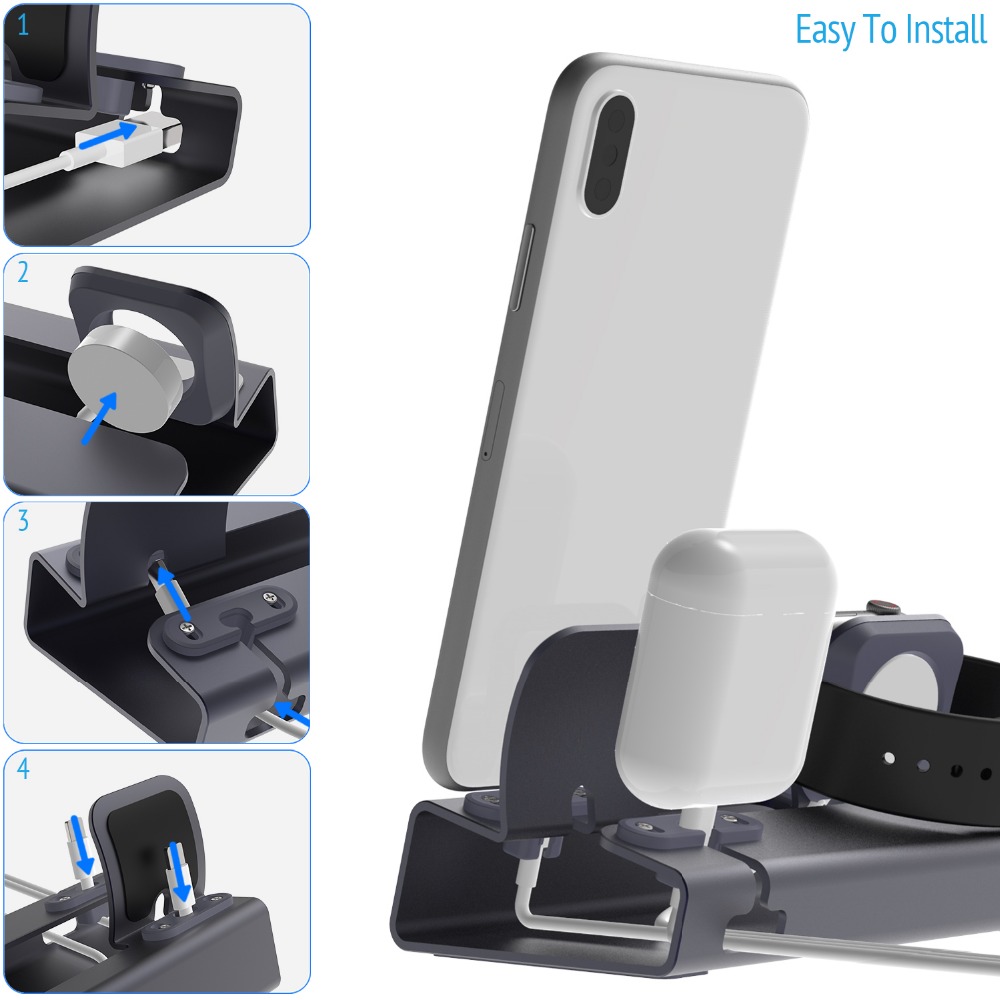 充電ドックステーションスタンドホルダー AirPods IP - Desk Setup Apple のレビューと価格
