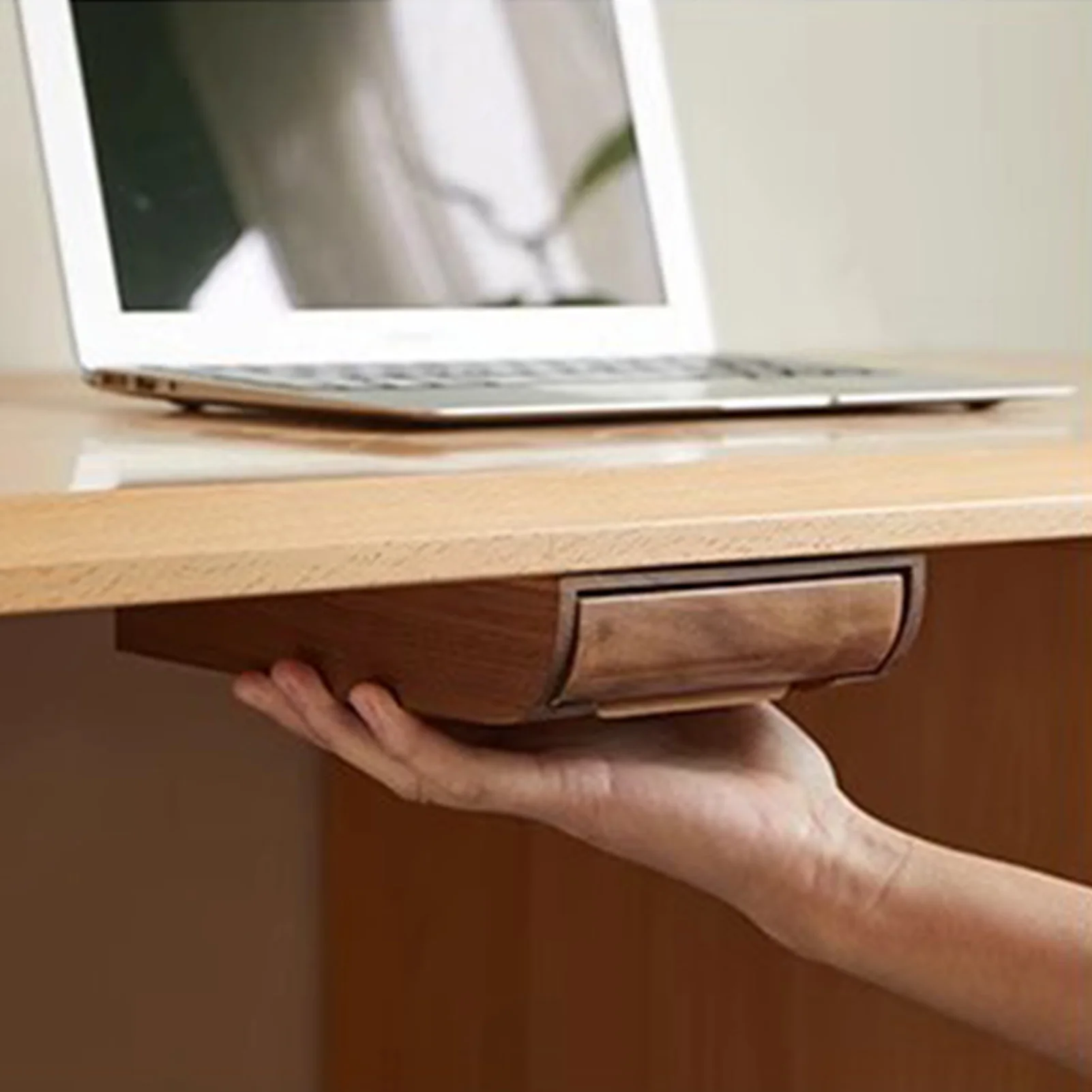 竹製デスク下収納ボックス 引き出し式隠しボックス オフィスデ - Drawer Organizer Bamboo のレビューと価格