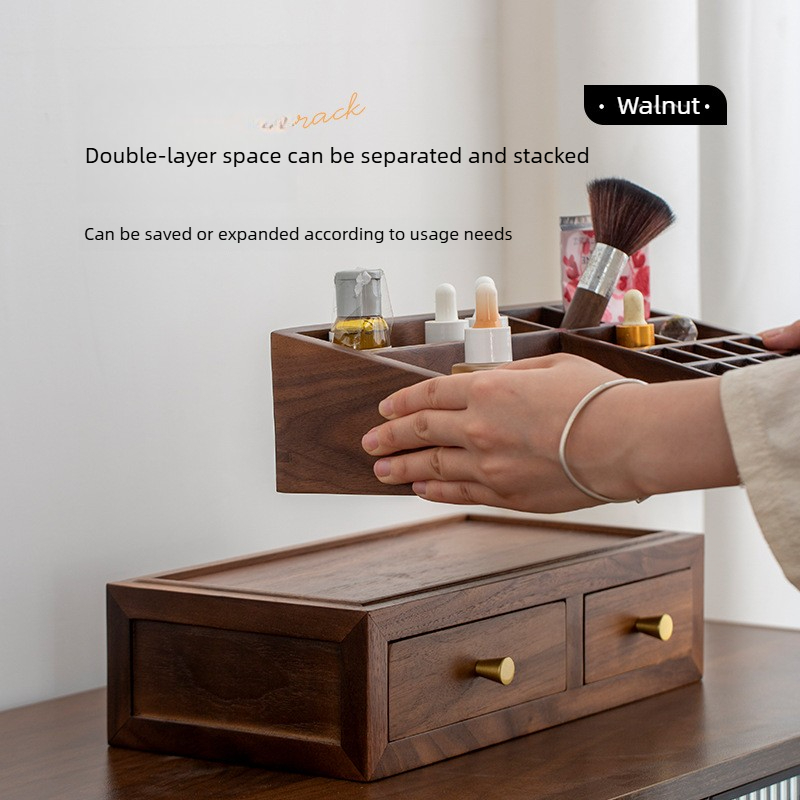 無垢材二層オーガナイザー、取り外し可能な化粧品収納ボックス、 - Drawer Organizer Bamboo のレビューと価格