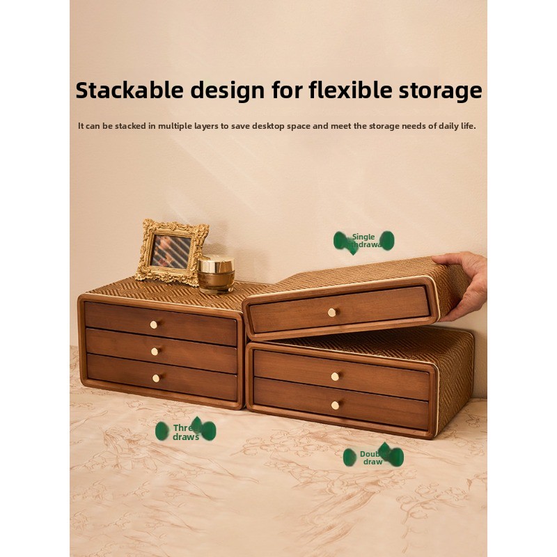 ヴィンテージ風引き出しデスクトップオーガナイザーボックス、多 - Drawer Organizer Bamboo のレビューと価格