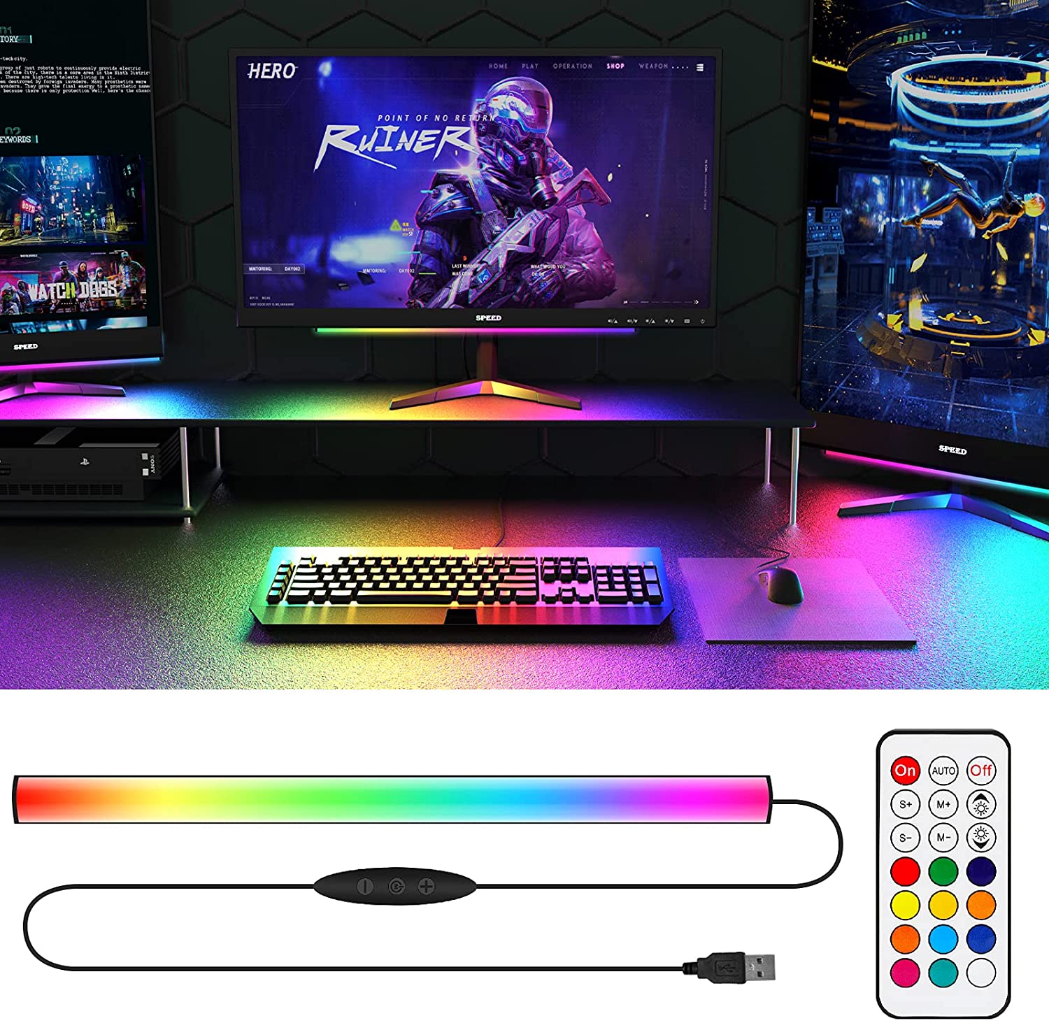 アンダーモニターライトバー RGB Dreamcolor ア - Setup Desk Monitor のレビューと価格