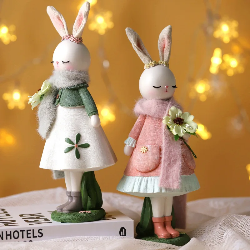 春の花柄ウサギの樹脂製オーナメント、家のテーブルデコレーショ - Desk Setup Girl のレビューと価格