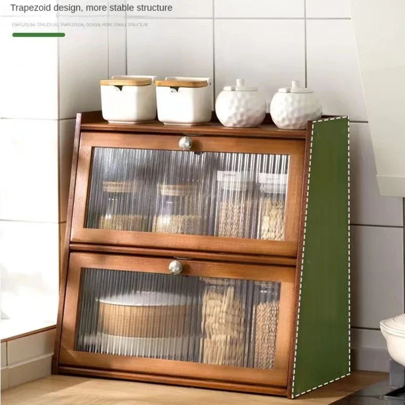 竹製キッチン収納キャビネット アクリル扉付き 食器収納ラック - Drawer Organizer Bamboo のレビューと価格